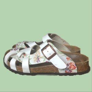 Papillio by Birkenstock white flowered sandals